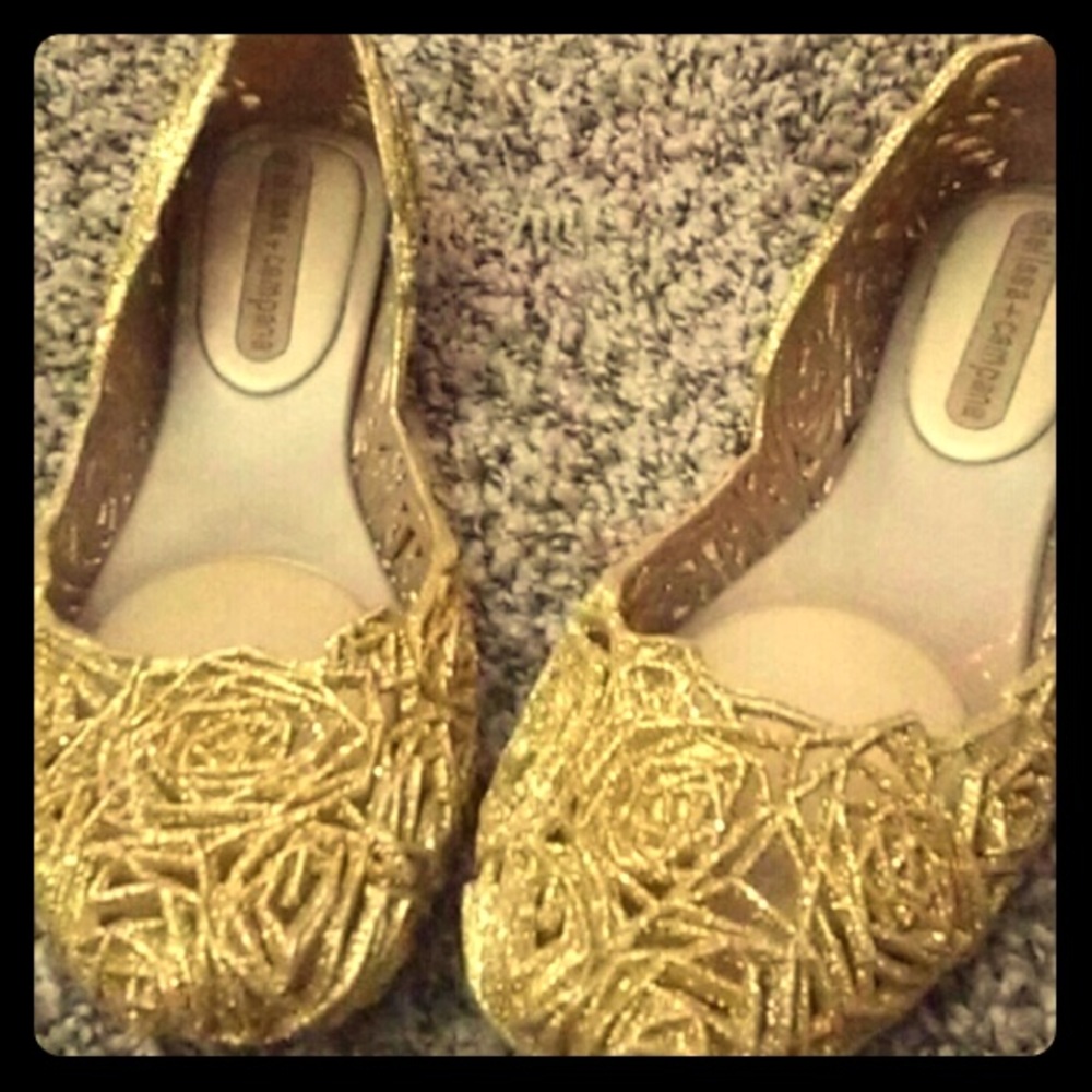 Gold Melissa flats